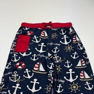 Lazy One Nautical Themed Pajama Pants - Navy and Red Size XL